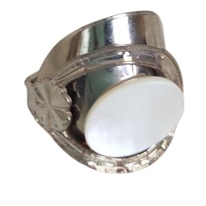 Mother of Pearl Gemstone  Handmade Artisan Spoon Ring